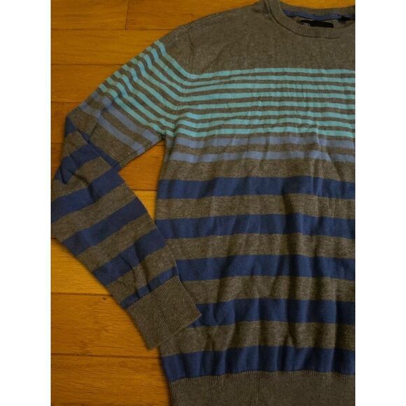 Ocean Current Men's grey striped cotton casual crew neck sweater size large - Picture 3 of 8